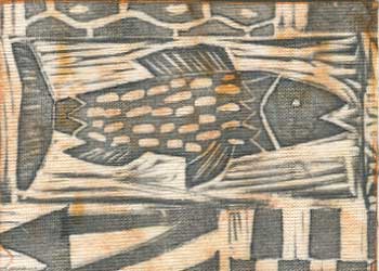 "Fish" by Tisha Sandberg, Bagley WI - Rust Dyed & Printed Fabric - SOLD